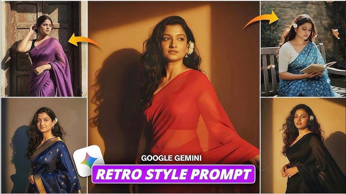 Illustration of designer using AI to generate Saree AI designs on computer